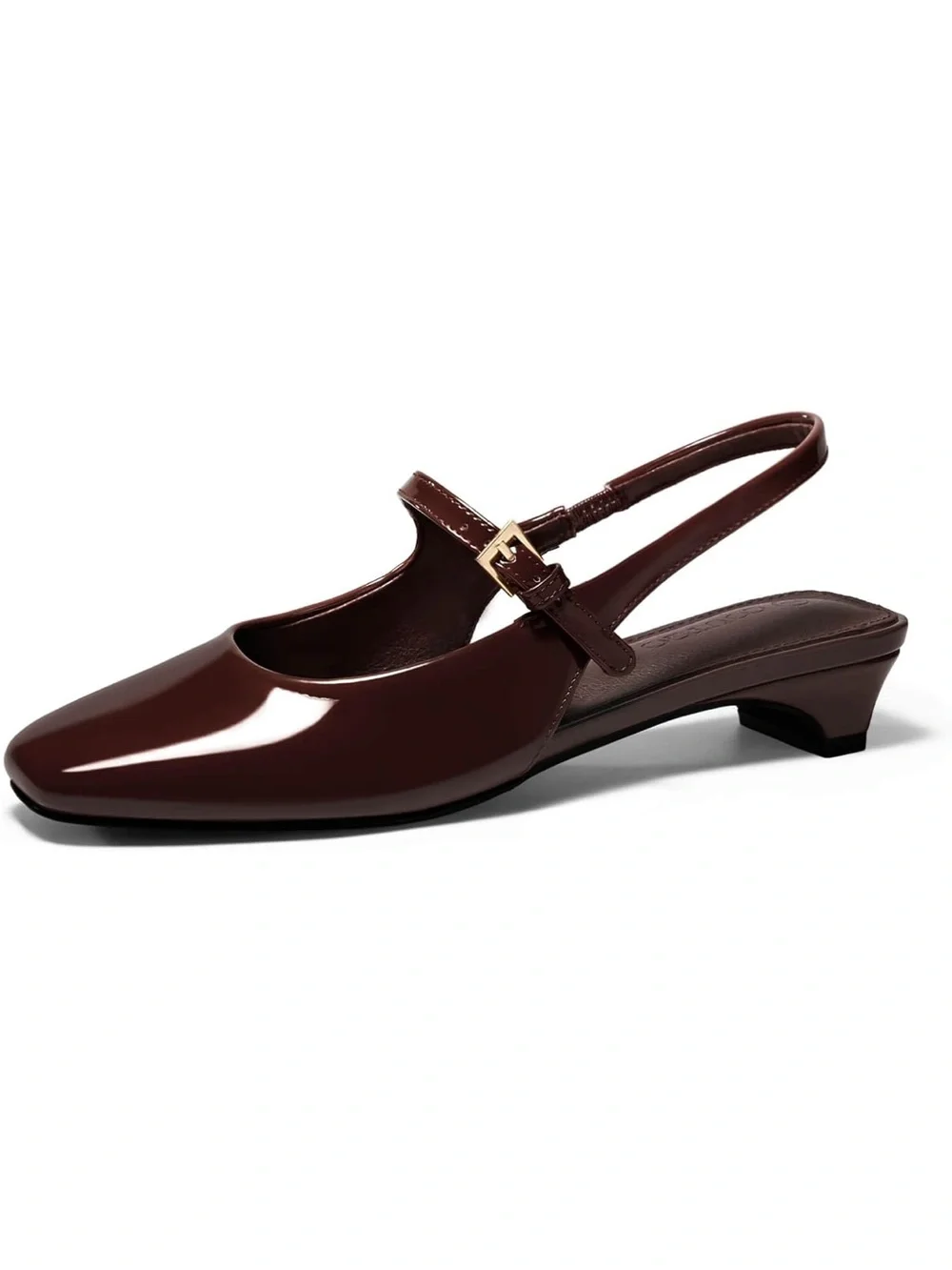 Coutgo Women’s Slingback Low Heel Pumps in Dark Brown/Coffee